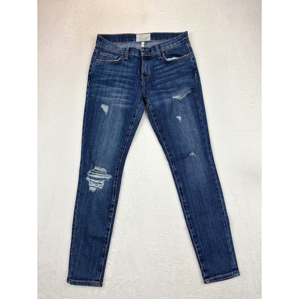 Current/Elliott The Stiletto Distressed Skinny Jeans Blue Denim Size 26 Low Rise